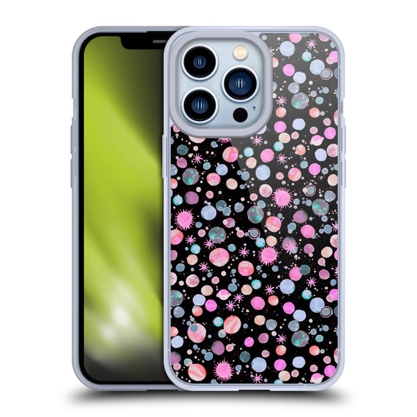 Ninola Colourful Patterns Space Planets Pink Soft Gel Case for Apple iPhone 13 Pro