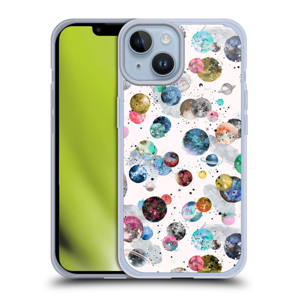 Ninola Colourful Patterns Space Planets White Soft Gel Case for Apple iPhone 14