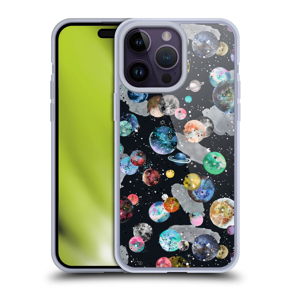 Ninola Colourful Patterns Space Planets Black Soft Gel Case for Apple iPhone 14 Pro Max