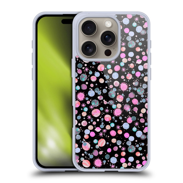 Ninola Colourful Patterns Space Planets Pink Soft Gel Case for Apple iPhone 16 Pro
