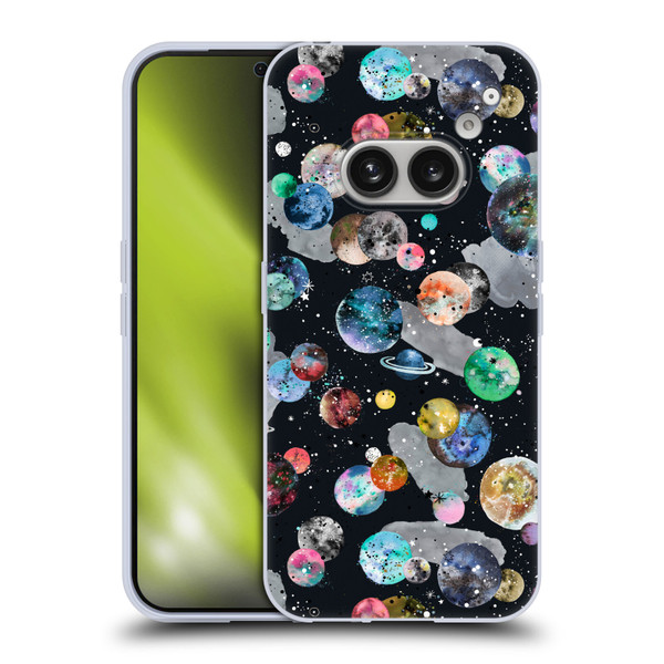 Ninola Colourful Patterns Space Planets Black Soft Gel Case for Nothing Phone (2a)