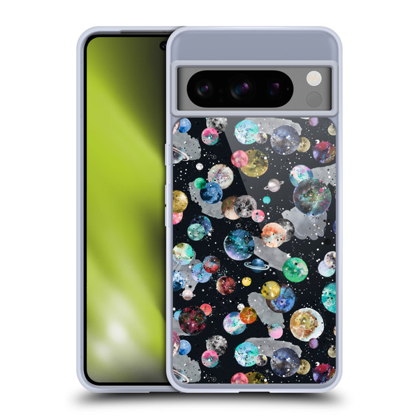 Ninola Colourful Patterns Space Planets Black Soft Gel Case for Google Pixel 8 Pro