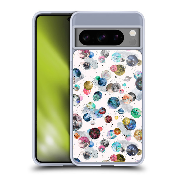 Ninola Colourful Patterns Space Planets White Soft Gel Case for Google Pixel 8 Pro