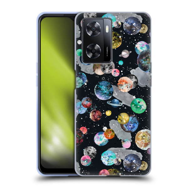 Ninola Colourful Patterns Space Planets Black Soft Gel Case for OPPO A57s
