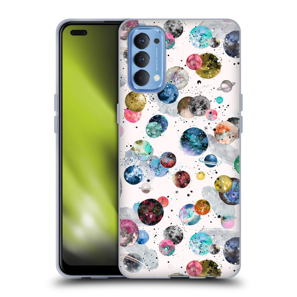 Ninola Colourful Patterns Space Planets White Soft Gel Case for OPPO Reno 4 5G