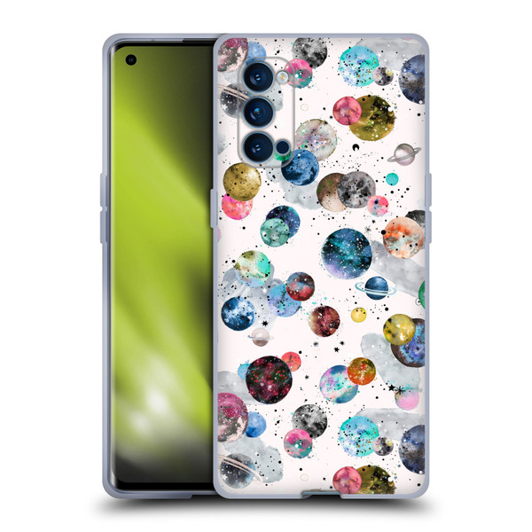 Ninola Colourful Patterns Space Planets White Soft Gel Case for OPPO Reno 4 Pro 5G