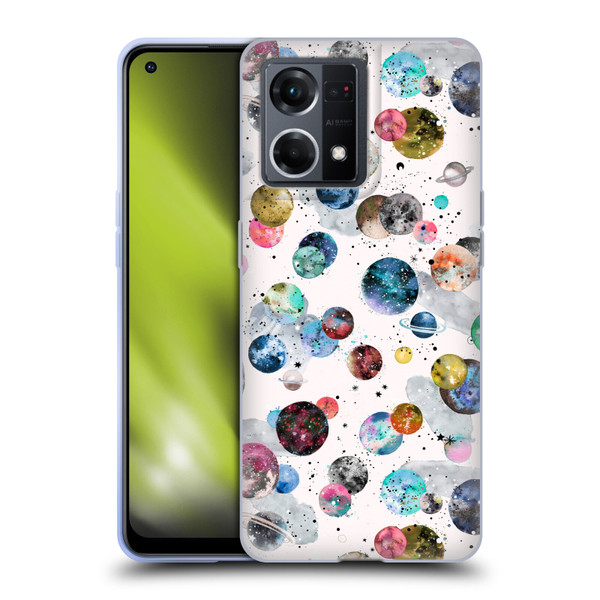 Ninola Colourful Patterns Space Planets White Soft Gel Case for OPPO Reno8 4G