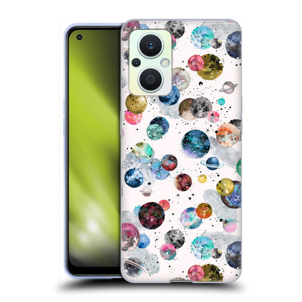 Ninola Colourful Patterns Space Planets White Soft Gel Case for OPPO Reno8 Lite