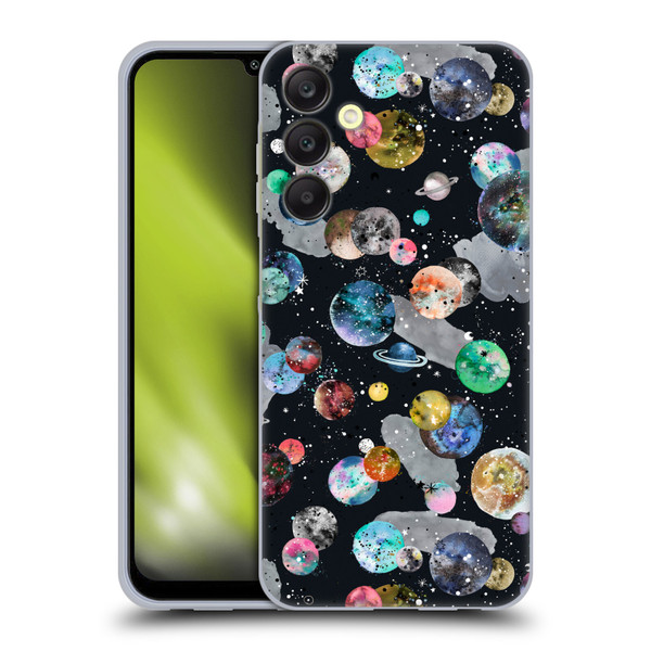 Ninola Colourful Patterns Space Planets Black Soft Gel Case for Samsung Galaxy A25 5G