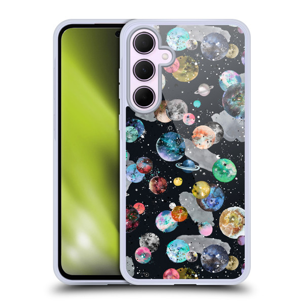 Ninola Colourful Patterns Space Planets Black Soft Gel Case for Samsung Galaxy A35 5G