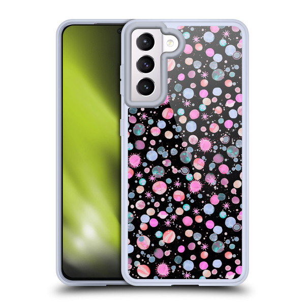 Ninola Colourful Patterns Space Planets Pink Soft Gel Case for Samsung Galaxy S21 5G