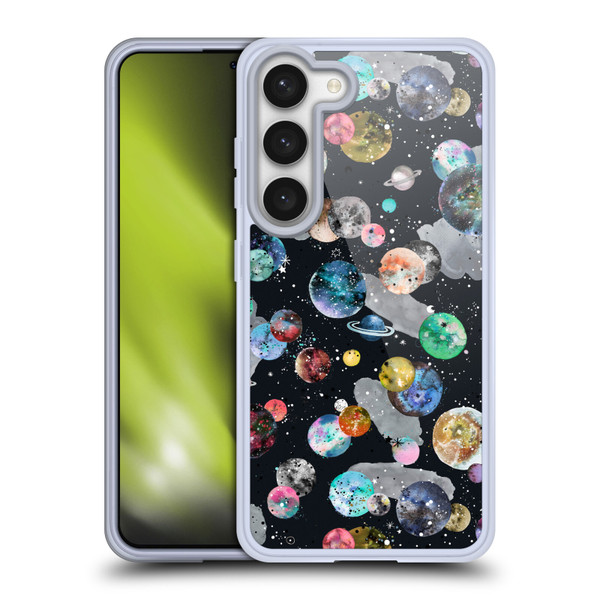 Ninola Colourful Patterns Space Planets Black Soft Gel Case for Samsung Galaxy S23 5G