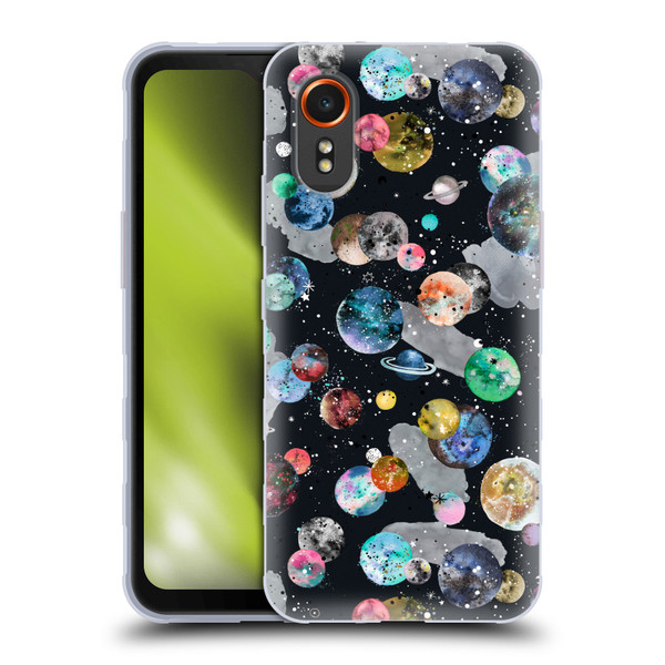 Ninola Colourful Patterns Space Planets Black Soft Gel Case for Samsung Galaxy Xcover7 5G