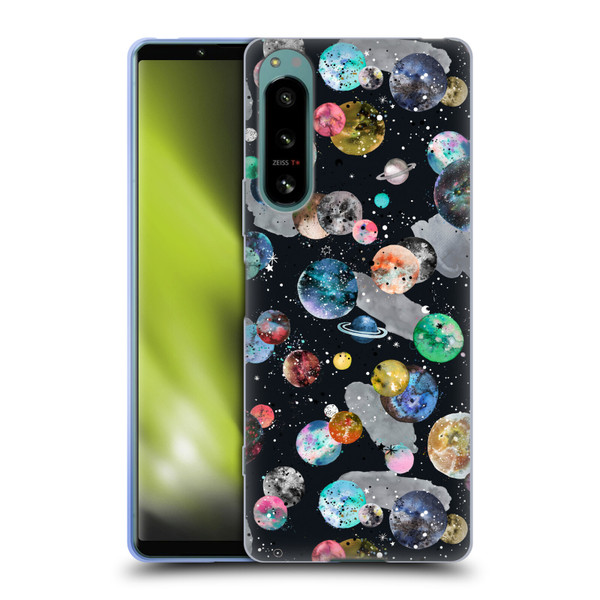 Ninola Colourful Patterns Space Planets Black Soft Gel Case for Sony Xperia 5 IV