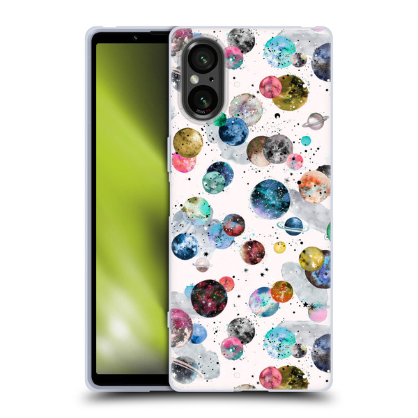 Ninola Colourful Patterns Space Planets White Soft Gel Case for Sony Xperia 5 V 5G