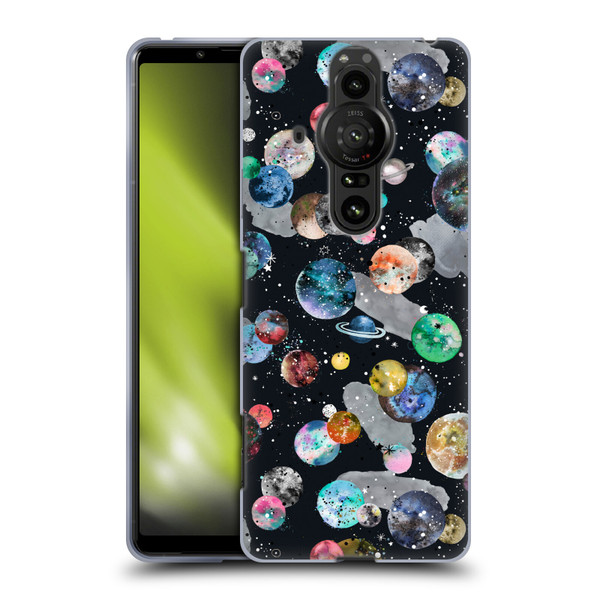 Ninola Colourful Patterns Space Planets Black Soft Gel Case for Sony Xperia Pro-I