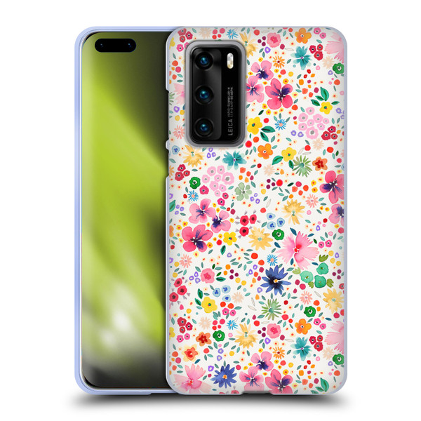 Ninola Colourful Prints Pink Floral Soft Gel Case for Huawei P40 5G