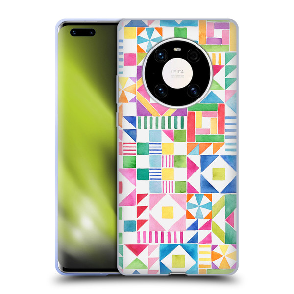 Ninola Colourful Prints Geometric Patchwork Soft Gel Case for Huawei Mate 40 Pro 5G
