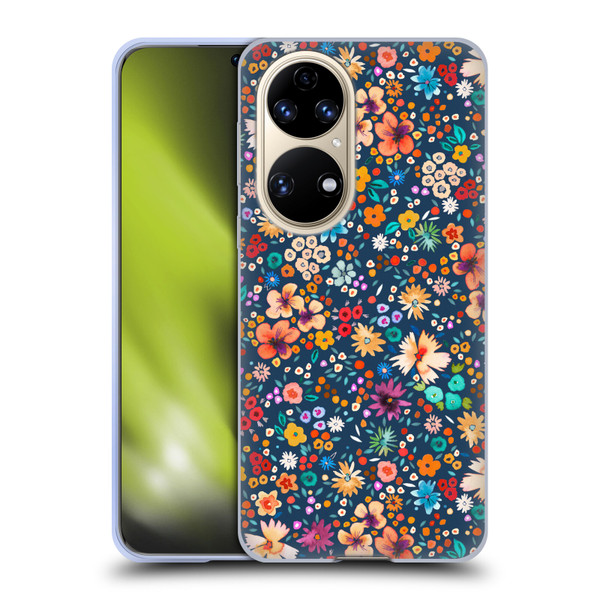 Ninola Colourful Prints Blue Floral Soft Gel Case for Huawei P50