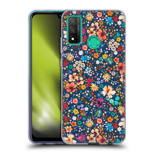 Ninola Colourful Prints Blue Floral Soft Gel Case for Huawei P Smart (2020)