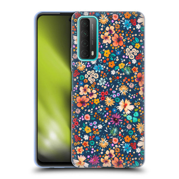 Ninola Colourful Prints Blue Floral Soft Gel Case for Huawei P Smart (2021)