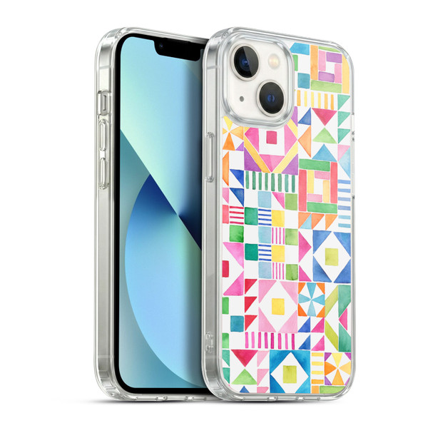 Ninola Colourful Prints Geometric Patchwork Soft Gel Case for Apple iPhone 13