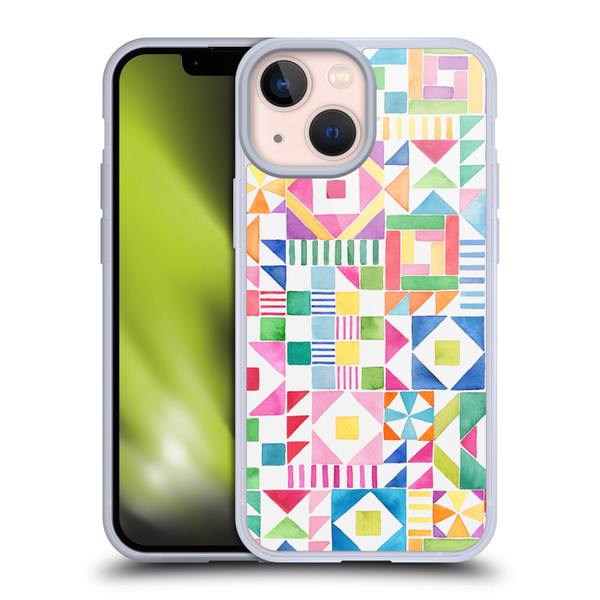 Ninola Colourful Prints Geometric Patchwork Soft Gel Case for Apple iPhone 13 Mini