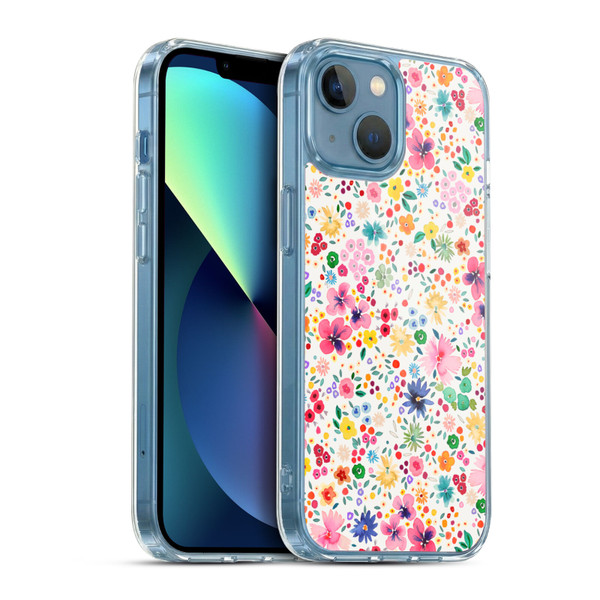 Ninola Colourful Prints Pink Floral Soft Gel Case for Apple iPhone 13 Mini & MagSafe