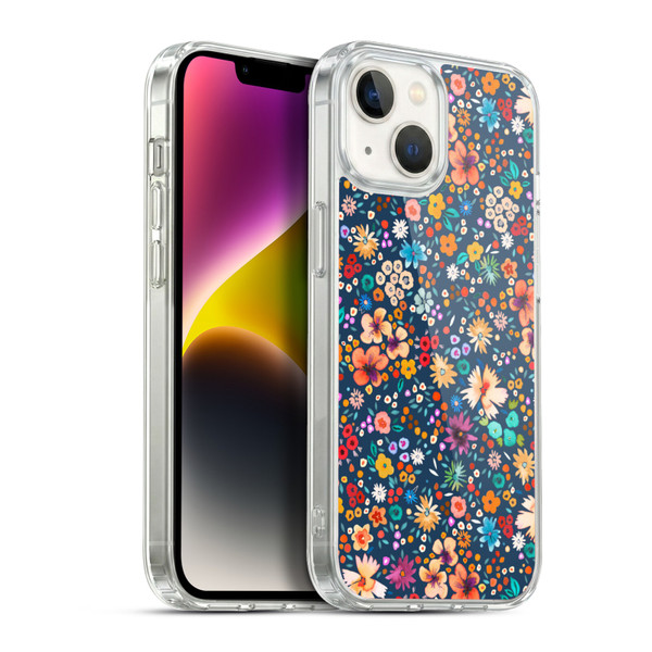 Ninola Colourful Prints Blue Floral Soft Gel Case for Apple iPhone 14