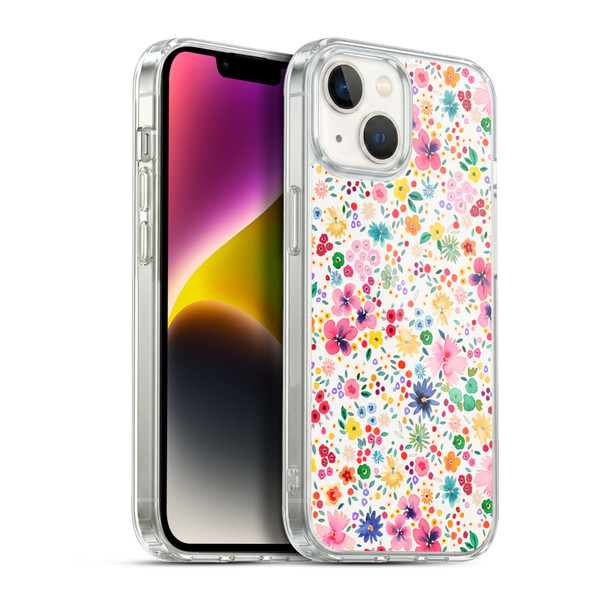 Ninola Colourful Prints Pink Floral Soft Gel Case for Apple iPhone 14