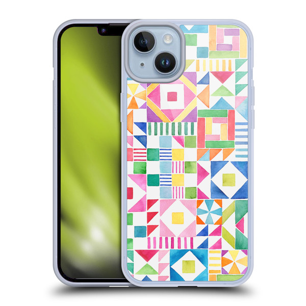 Ninola Colourful Prints Geometric Patchwork Soft Gel Case for Apple iPhone 14 Plus