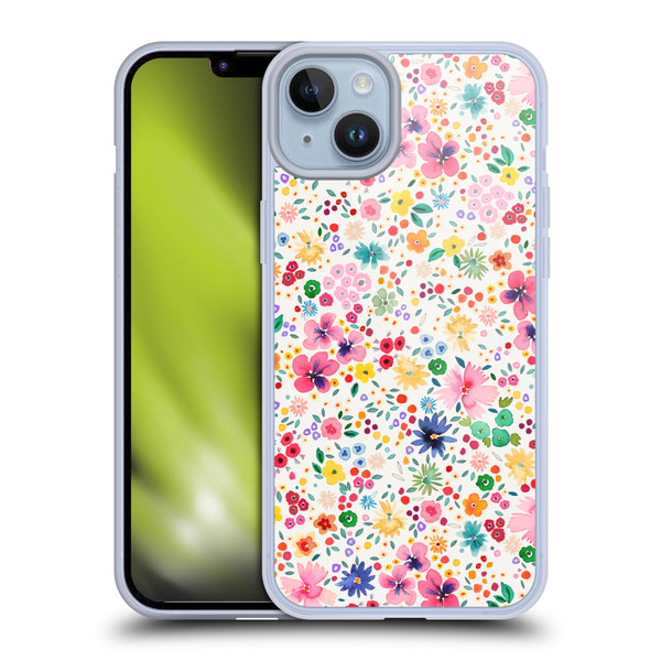 Ninola Colourful Prints Pink Floral Soft Gel Case for Apple iPhone 14 Plus