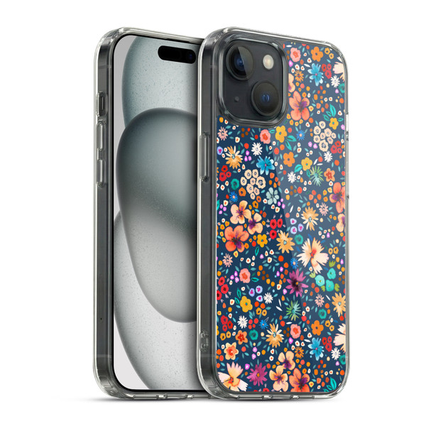 Ninola Colourful Prints Blue Floral Soft Gel Case for Apple iPhone 15 & MagSafe