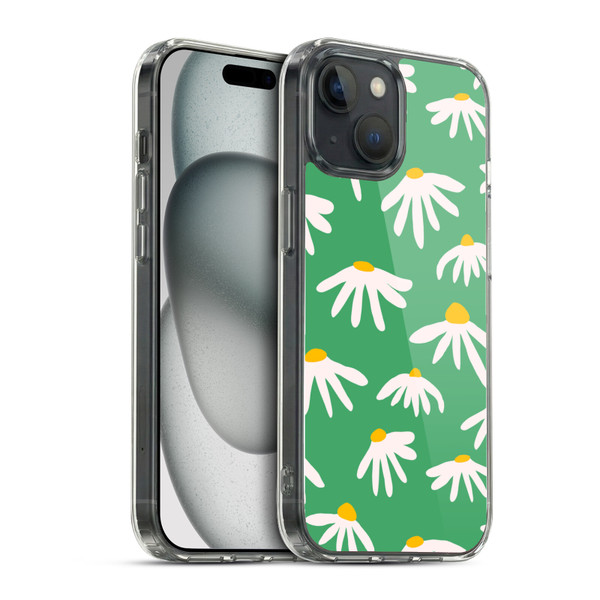 Ninola Colourful Prints Green Daisies Soft Gel Case for Apple iPhone 15 & MagSafe