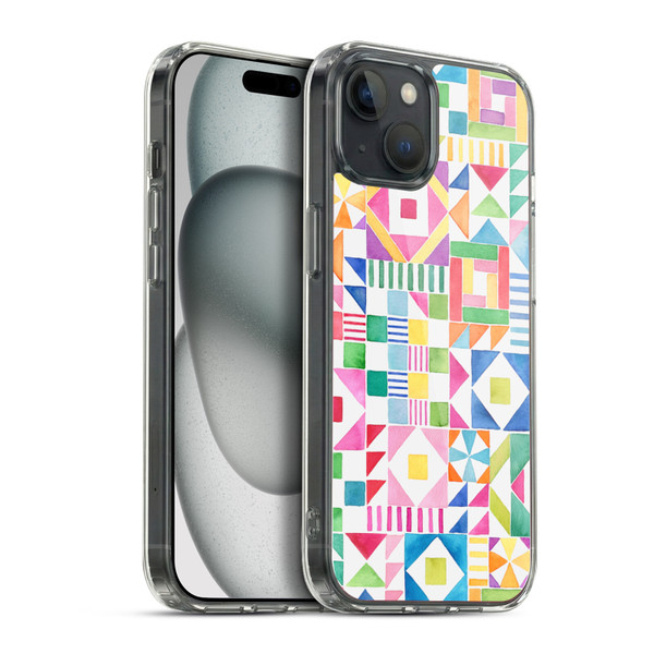 Ninola Colourful Prints Geometric Patchwork Soft Gel Case for Apple iPhone 15 Plus & MagSafe