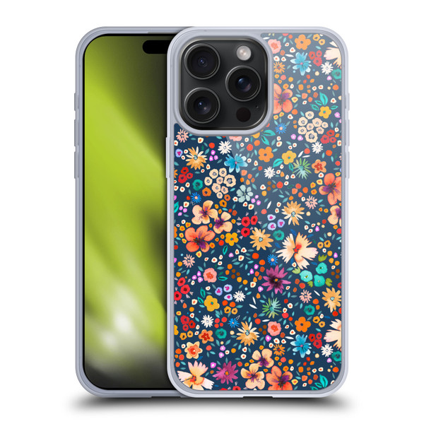 Ninola Colourful Prints Blue Floral Soft Gel Case for Apple iPhone 15 Pro Max