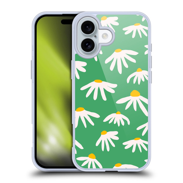Ninola Colourful Prints Green Daisies Soft Gel Case for Apple iPhone 16