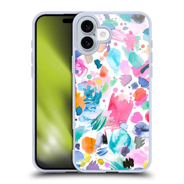 Ninola Colourful Prints Pink Scribbles Soft Gel Case for Apple iPhone 16 Plus