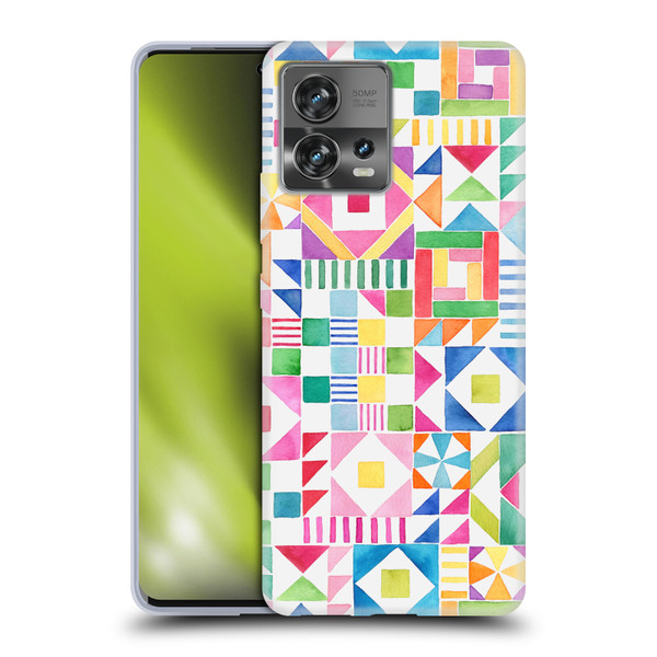 Ninola Colourful Prints Geometric Patchwork Soft Gel Case for Motorola Moto Edge 30 Fusion