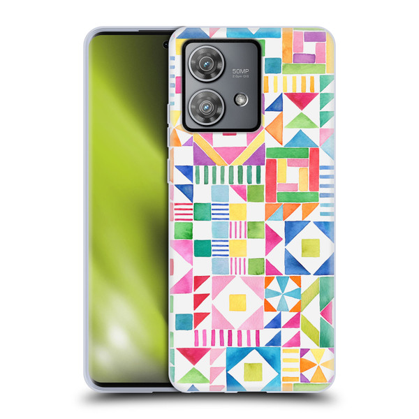 Ninola Colourful Prints Geometric Patchwork Soft Gel Case for Motorola Edge 40 Neo 5G