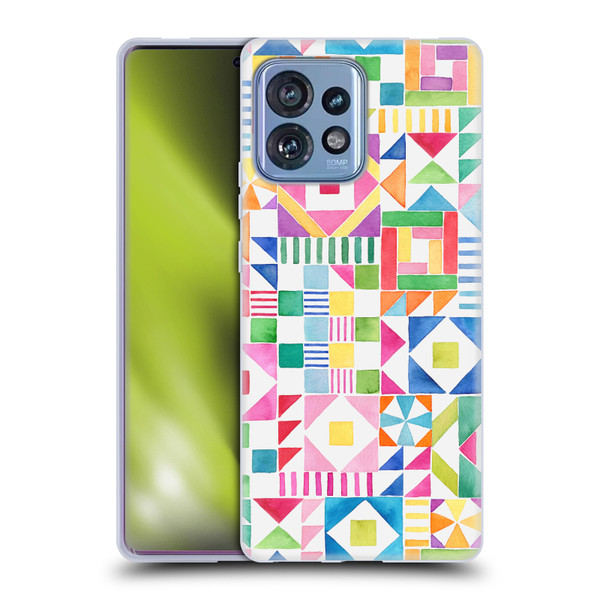 Ninola Colourful Prints Geometric Patchwork Soft Gel Case for Motorola Moto Edge 40 Pro