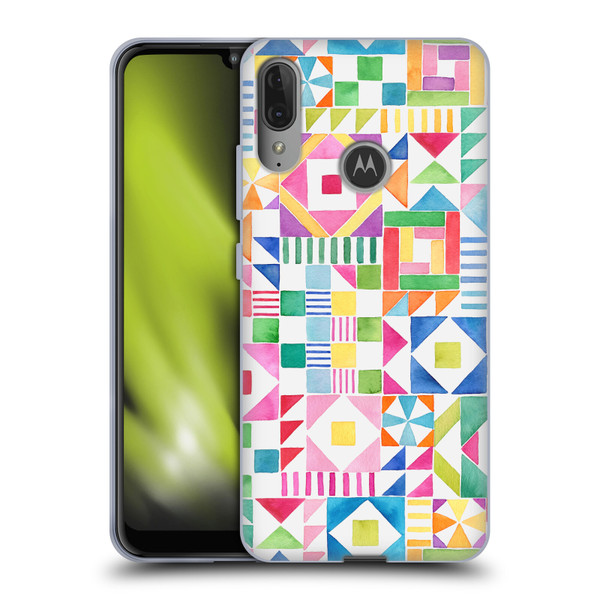 Ninola Colourful Prints Geometric Patchwork Soft Gel Case for Motorola Moto E6 Plus