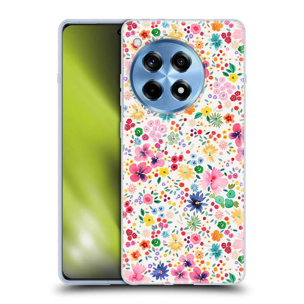 Ninola Colourful Prints Pink Floral Soft Gel Case for OnePlus 12R