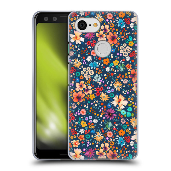Ninola Colourful Prints Blue Floral Soft Gel Case for Google Pixel 3