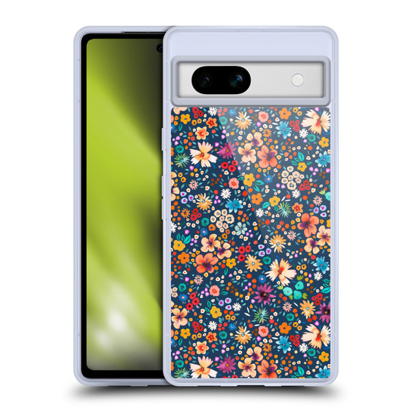 Ninola Colourful Prints Blue Floral Soft Gel Case for Google Pixel 7a
