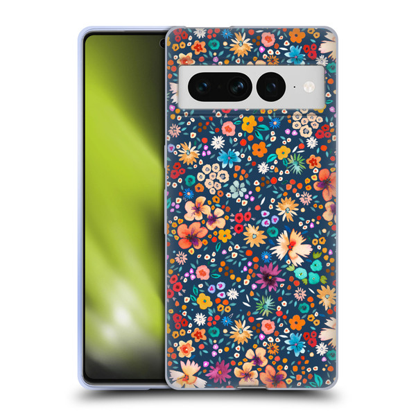 Ninola Colourful Prints Blue Floral Soft Gel Case for Google Pixel 7 Pro