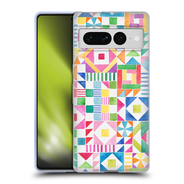 Ninola Colourful Prints Geometric Patchwork Soft Gel Case for Google Pixel 7 Pro