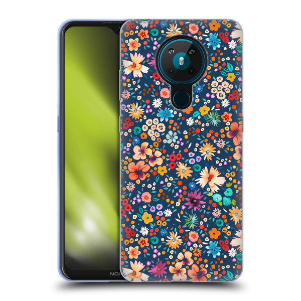 Ninola Colourful Prints Blue Floral Soft Gel Case for Nokia 5.3
