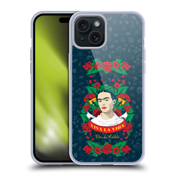 Frida Kahlo Icons Viva La Vida Soft Gel Case for Apple iPhone 15 Plus