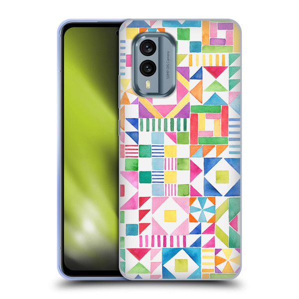 Ninola Colourful Prints Geometric Patchwork Soft Gel Case for Nokia X30